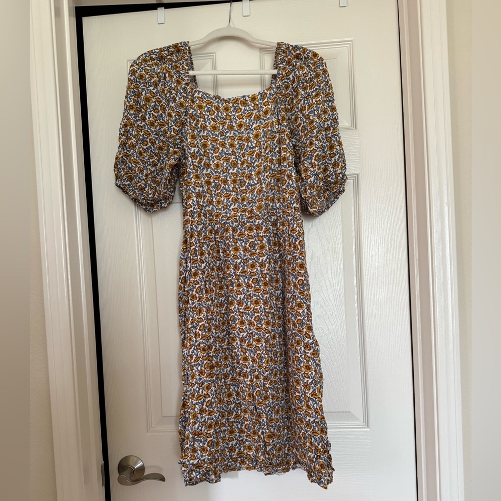 Mikarose Cream Tan Ruffled Tiered Midi Dress
